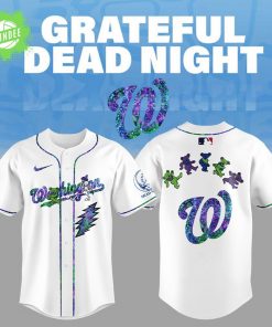 Washington Nationals Grateful Dead Night Baseball Jersey and Flat Cap Set