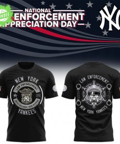 Yankees x Law Enforcement Appreciation Day 2025 Black T-Shirt – Special Edition Law Enforcement Fans Gear