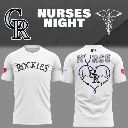 Colorado Rockies Nurses Night 2025 White T-Shirt