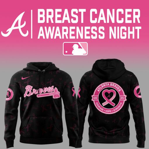 Atlanta Braves Cancer Awareness Night 2025 Black Hoodie