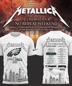 Metallic M72 World Tour x Philadelphia Eagles White Tshirt 2025