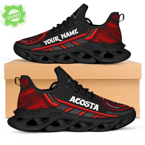 ACOSTA Red Black Blade Sneakers – Custom Personalized Running Shoes