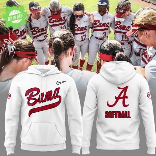 Alabama Softball White Hoodie 2025 – Women’s Sports Supporter Gear