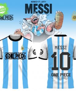 Argentina Messi x One Piece T-Shirt – Anime Crossover Soccer Fan Tee