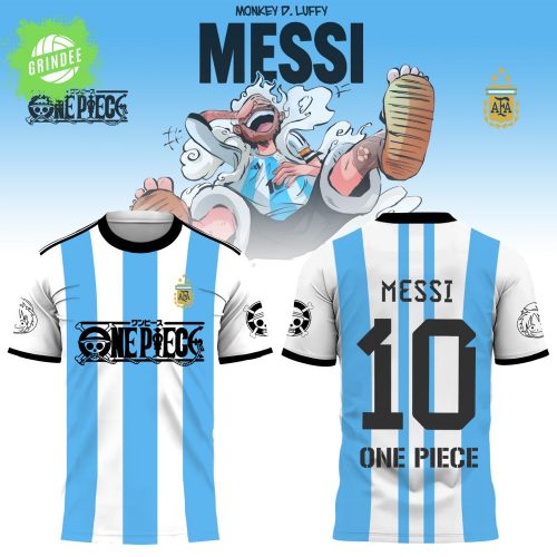 Argentina Messi x One Piece T-Shirt – Anime Crossover Soccer Fan Tee