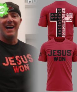 Arkansas x Jesus Won 2025 “I Can Do” Red T-Shirt – Inspirational Bible Verse Tee
