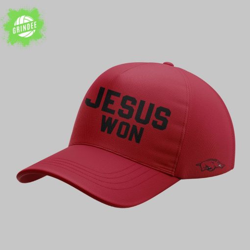 Arkansas x Jesus Won 2025 “I Can Do” Red T-Shirt – Inspirational Bible Verse Tee
