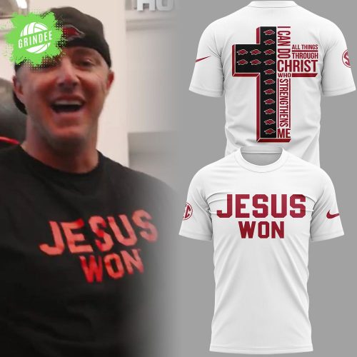 Arkansas x Jesus Won 2025 “I Can Do” White T-Shirt – Christian Motivation Tee