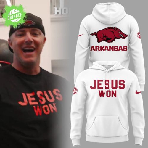 Arkansas x Jesus Won 2025 White Hoodie – Faith-Inspired Limited Edition Pullover