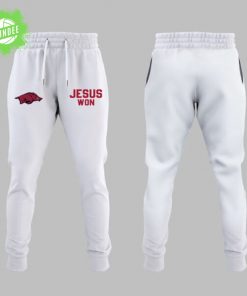 Arkansas x Jesus Won 2025 White Hoodie – Faith-Inspired Limited Edition Pullover