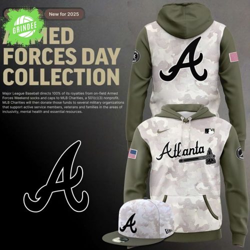 Atlanta Braves Armed Forces Day 2025 Hoodie – Military Beige Olive Style