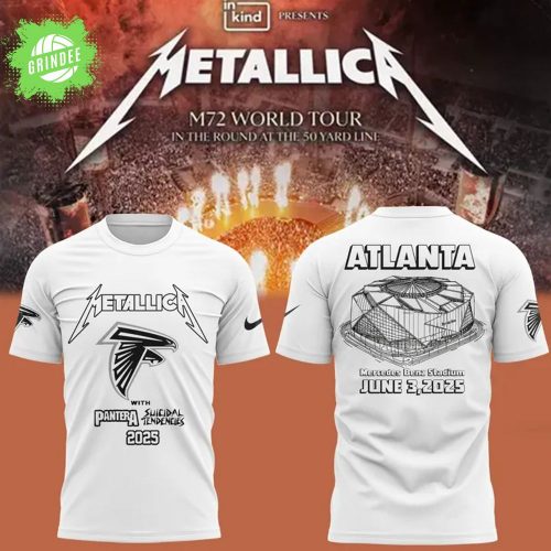 Atlanta Falcons x Metallica Tour 2025 White T-Shirt – NFL Music Crossover