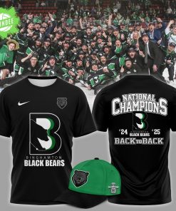 Binghamton Black Bears 2025 Back To Back T-Shirt – Black Edition