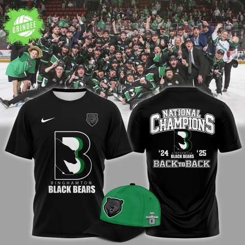 Binghamton Black Bears 2025 Back To Back T-Shirt – Black Edition