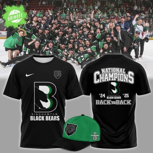 Binghamton Black Bears 2025 Back To Back T-Shirt – Black Edition