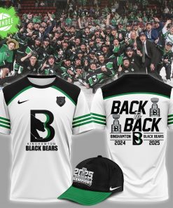 Binghamton Black Bears 2025 Back To Back White T-Shirt – Title Celebration