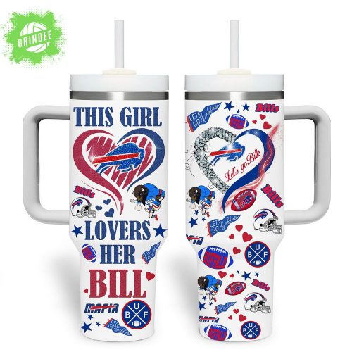 Buffalo Bills 40oz Premium Tumbler With Handle – Custom NFL Fan Cup