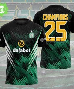 Celtic FC Champions Jersey 2025 – Green Black Lightning Pattern Football Shirt