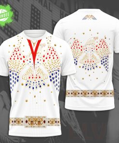 Elvis Presley American Eagle Costume Jersey – White 70s Jumpsuit Style Shirt for Fans