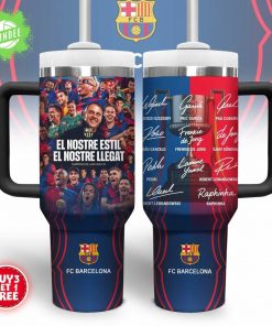 FC Barcelona Travel Mug – 2024-25 Champions Cup Design with Player Signatures