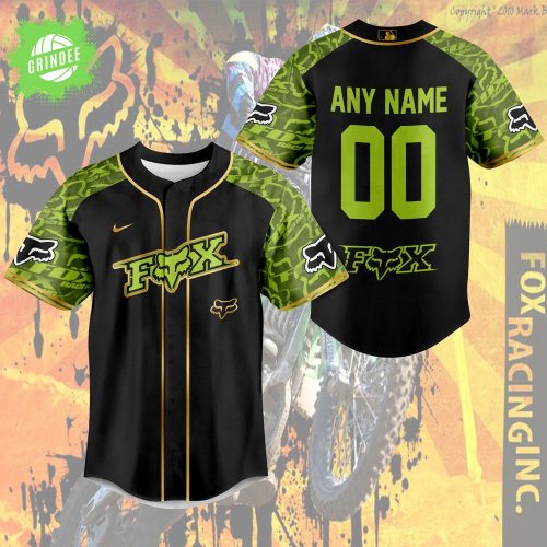 Fox Racing Baseball Jersey – Custom Motocross Name & Number Shirt