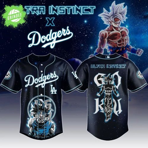Goku Ultra Instinct x Dodgers 2025 Jersey – Limit Break Anime Baseball Shirt