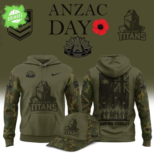 Gold Coast Titans ANZAC Day Hoodie – 2025 Rugby Tribute
