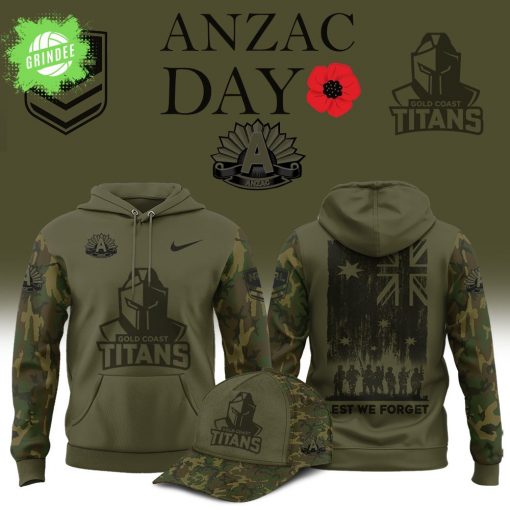 Gold Coast Titans ANZAC Day Hoodie – 2025 Rugby Tribute