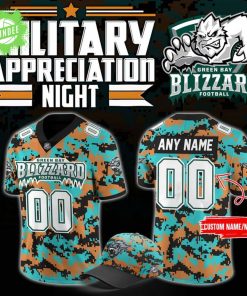 Green Bay Blizzard Military Nights Football Jersey 2025 – IFL Special Edition