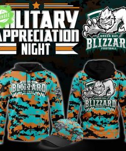 Green Bay Blizzard Military Nights Hoodie 2025 – Team Military Night Sweatshirt
