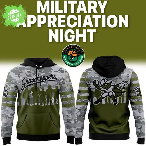 Greensboro Grasshoppers Military Day Hoodie 2025 – Patriotic Baseball Gear