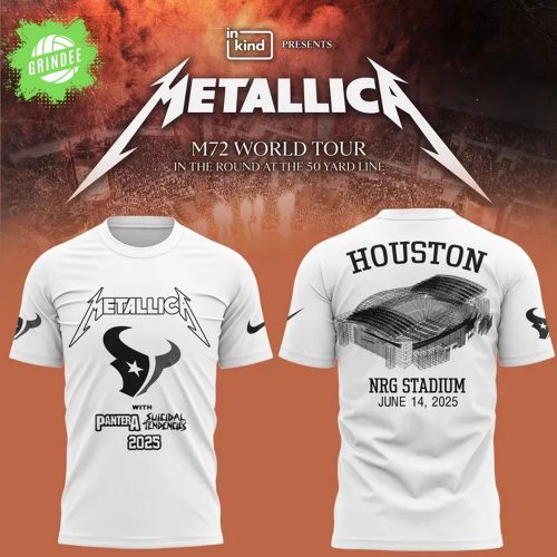 Houston Texans x Metallica Tour 2025 White T-Shirt – Rock NFL Crossover