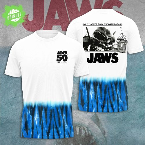Jaws 50th Anniversary 3D T-Shirt – “You’ll Never Go Into the Water Again” Tee