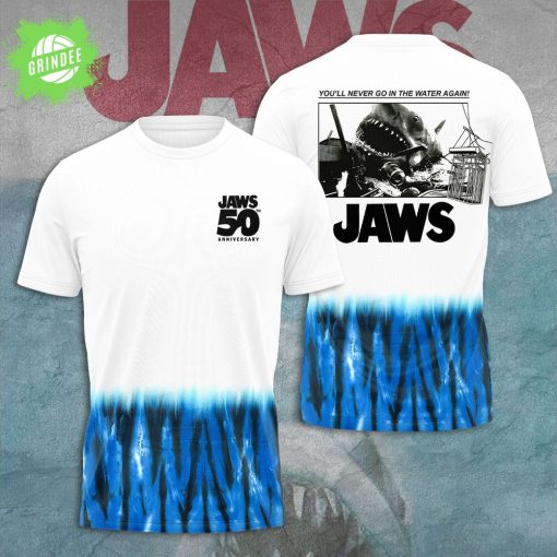 Jaws 50th Anniversary 3D T-Shirt – “You’ll Never Go Into the Water Again” Tee