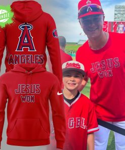 LA Angels x Jesus Won 2025 Red Hoodie