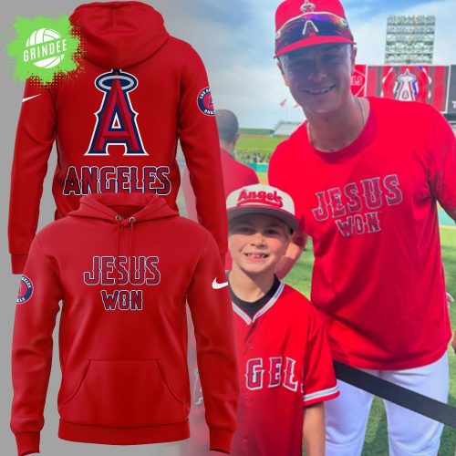 LA Angels x Jesus Won 2025 Red Hoodie