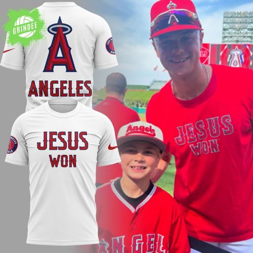 LA Angels x Jesus Won 2025 White Tshirt