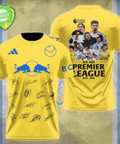 Leeds United 2024–2025 Premier League Promotion Shirt – Yellow Fan Jersey with Autographs & Collage