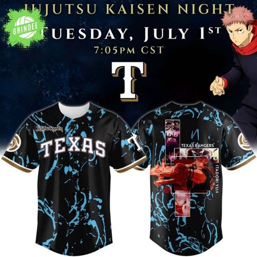 Limited Premium Edition Jujutsu Kaisen Night x Texas Rangers 2025 Graphic Jersey