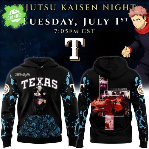 Limited Premium Edition Jujutsu Kaisen Night x Texas Rangers 2025 Pullover Hoodie