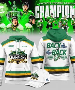 London Knights Back-to-Back Champions White Hoodie 2025