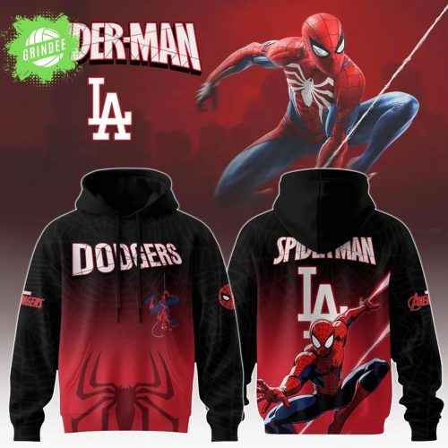 Los Angeles Dodgers x Spider-Man Game Night Hoodie 2025 – Superhero Baseball Hoodie