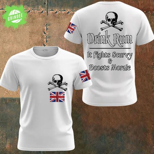 Men’s Drinking Rum Can Fight Scurvy White Version T-Shirt