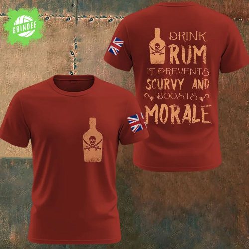 Men’s Drinking Rum Can Fight Scurvy and Improve Morale Funny Tee