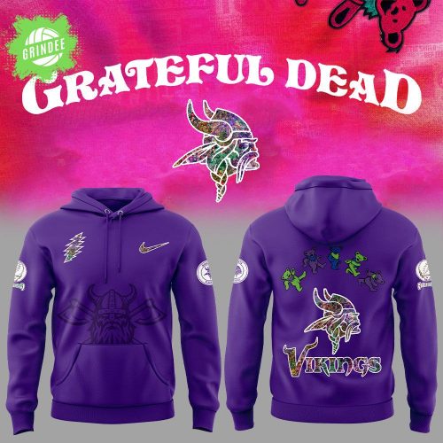 Minnesota Vikings Grateful Dead Night 2025 Purple Hoodie + Pants + Cap Set