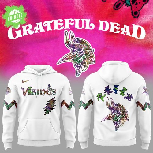 Minnesota Vikings Grateful Dead Night White Hoodie – New 2025 Version