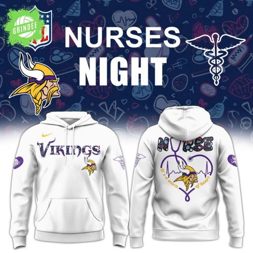 Minnesota Vikings Nurses Night 2025 White Hoodie – Limited Edition