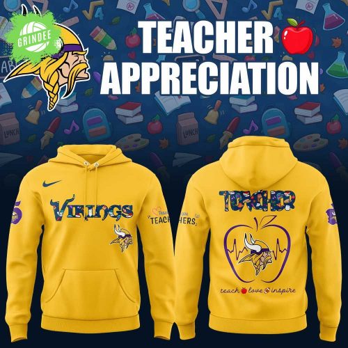 Minnesota Vikings Teacher Appreciation Yellow Hoodie 2025 – Special Edition