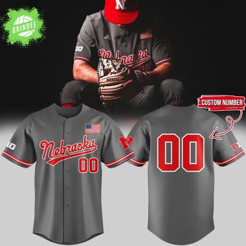 Nebraska Baseball Gray Jersey 2025 – Custom Number Fan Gear