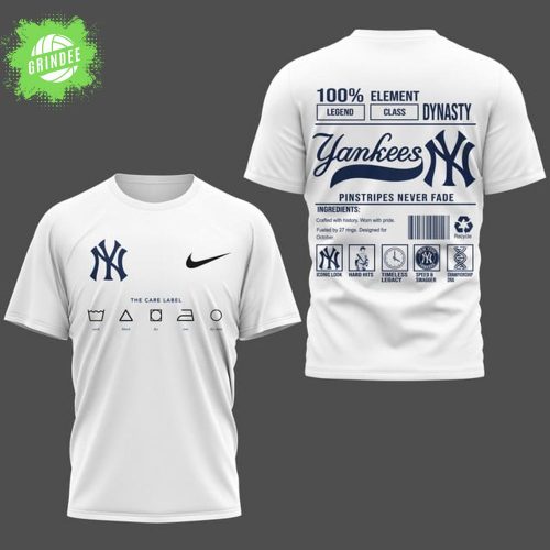 New York Yankees Barcode Care Label T-Shirt – Retro Baseball White Edition